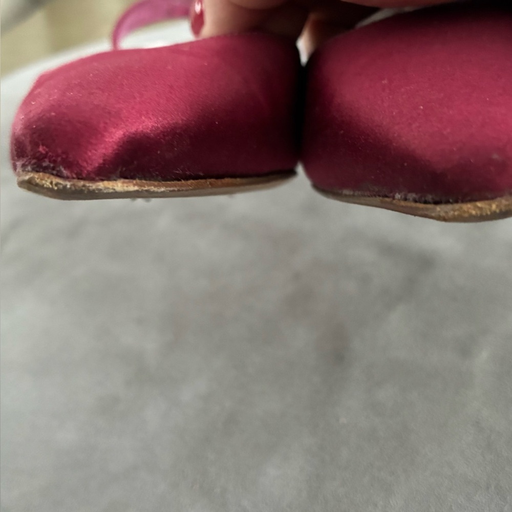 Manolo Blahnik Burgundy Satin Shoes